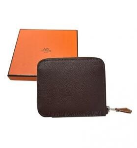 全新Hermès Silkin Compact Evercolor and Barenia calfskin Moka/Vert 摩卡咖啡